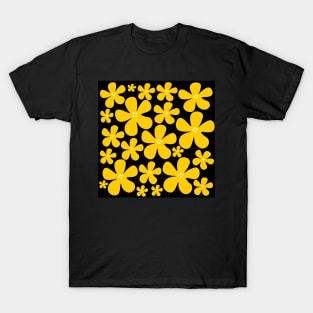 Yellow and black floral flowers pattern T-Shirt